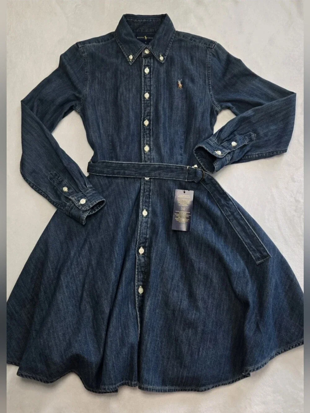 Ralph Lauren Button Up Collared Girl's Jean Dress 12